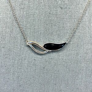 Vintage Monet Classic Necklace with Black Enamel Leaf.